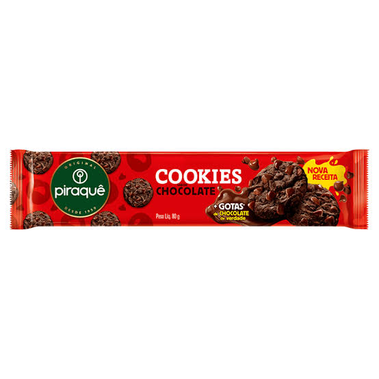 Piraquê Cookies Chocolate com Gotas de Chocolate (4x80g)
